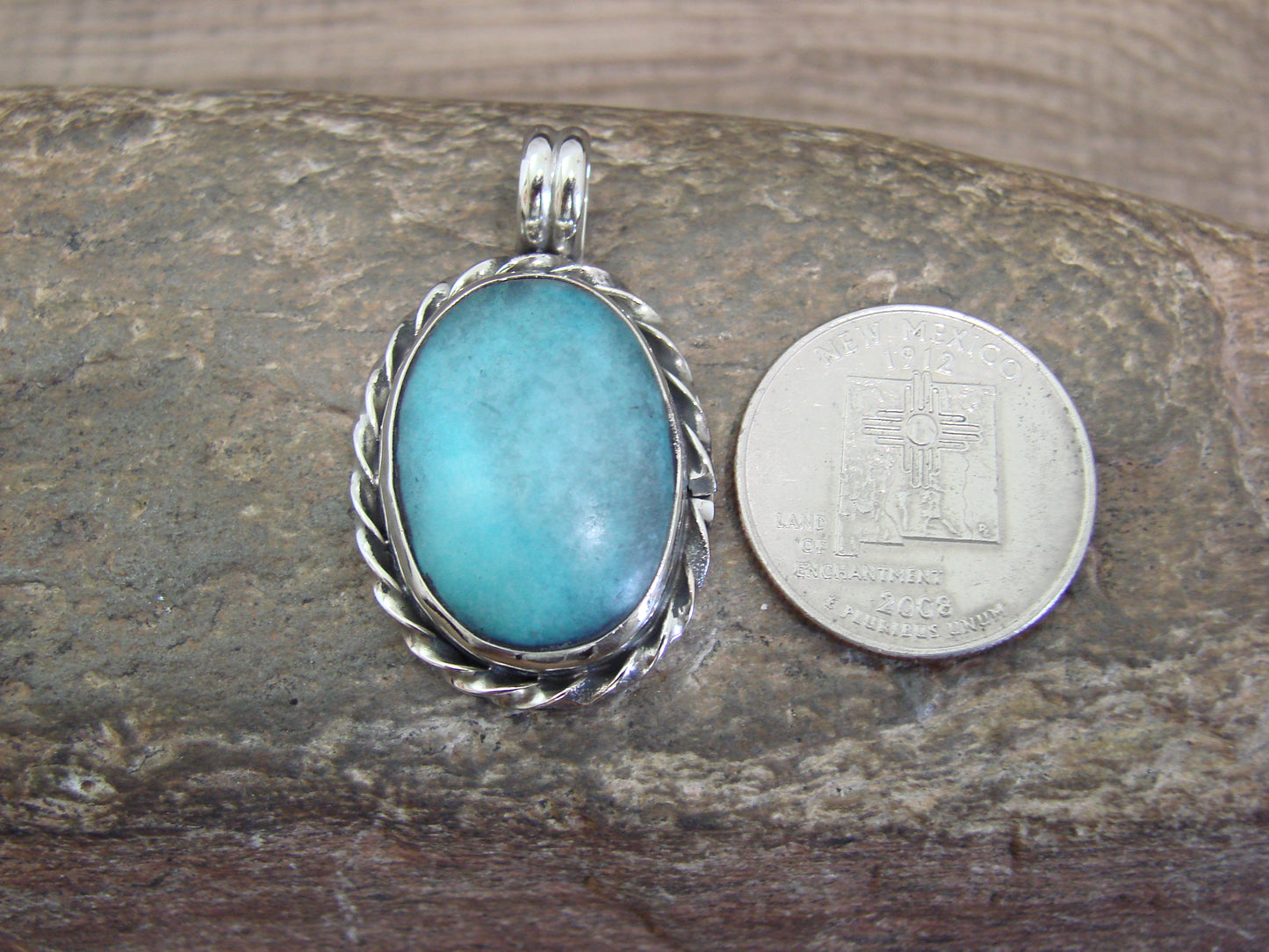 Native American Nickel Silver & Turquoise Howlite Pendant - Cleveland