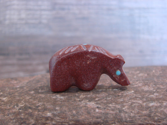 Native American Zuni Indian Hand Carved Pipestone Bear Fetish - B. Phillips