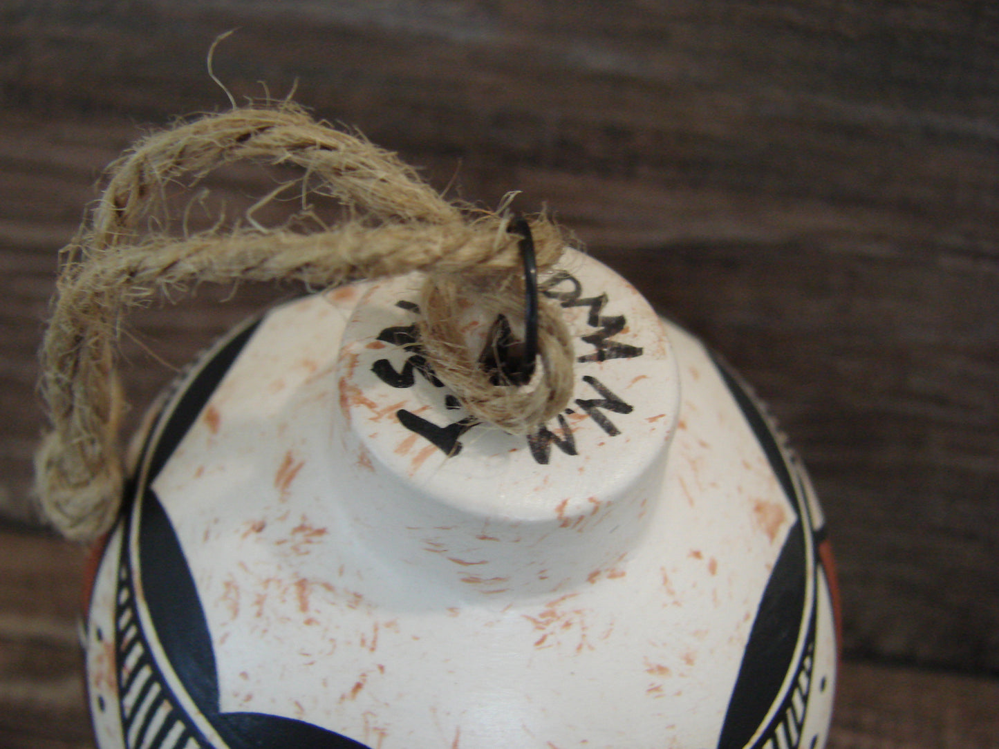 Native American Acoma Indian Hand Painted Fine Line Ornament by T. Sal