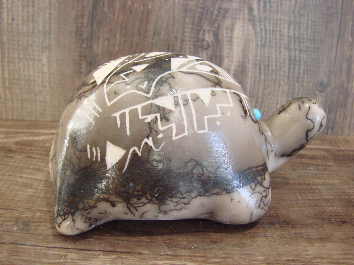 Native American Navajo Indian Pottery Horse Hair Turtle Sculpture by Vail