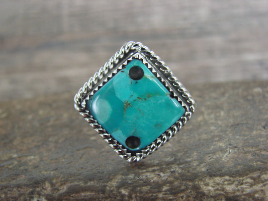 Native American Sterling Silver & Turquoise Dice Ring by Bahe- Size 9
