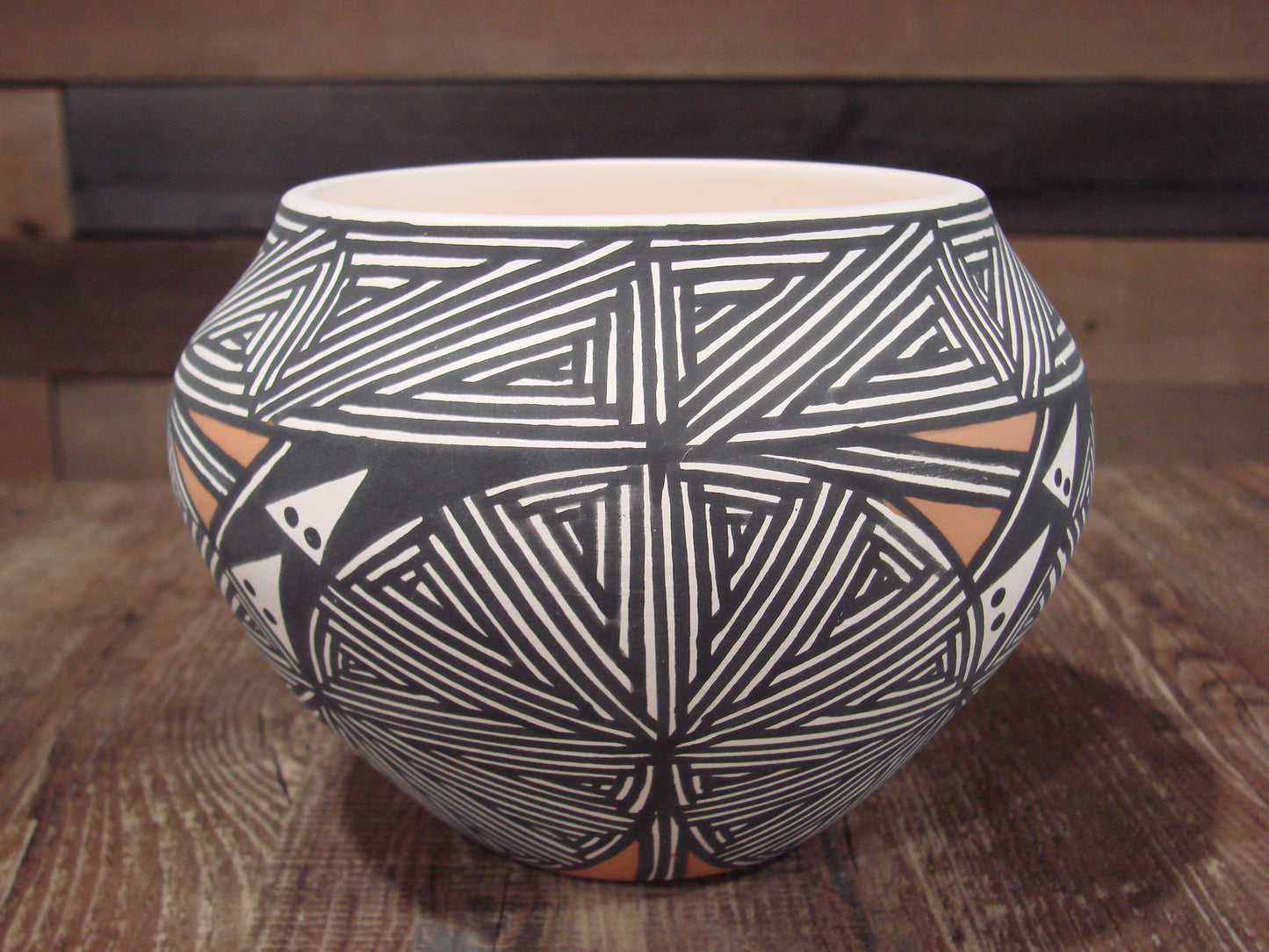 Native American Fine Line Laguna Hand Painted Pottery by DW