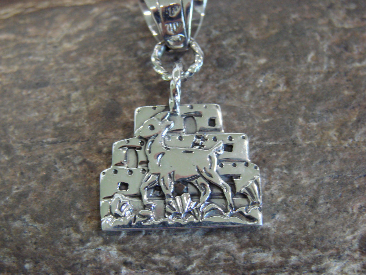 Native American Sterling Silver Deer Pendant by Wood