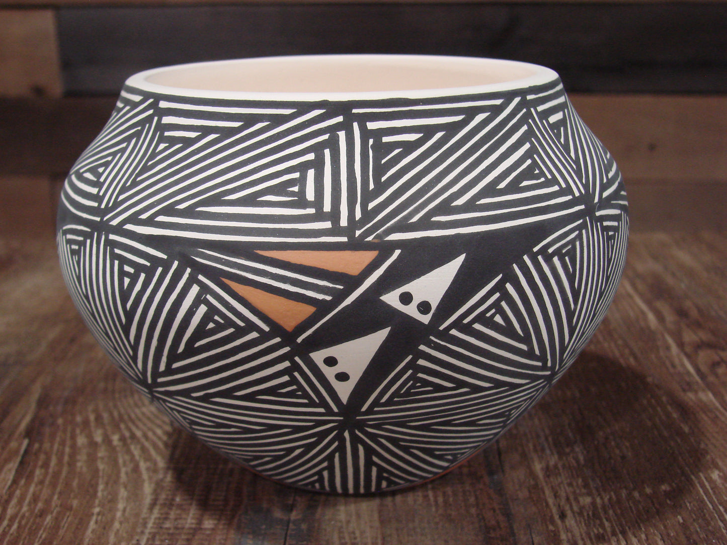 Native American Fine Line Laguna Hand Painted Pottery by DW