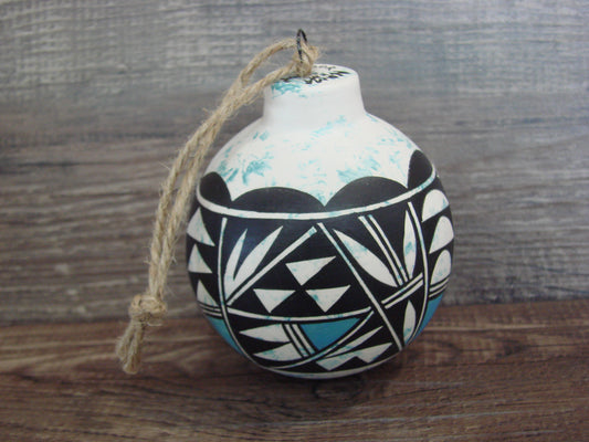 Native American Acoma Indian Hand Painted Fine Line Ornament by T. Sal
