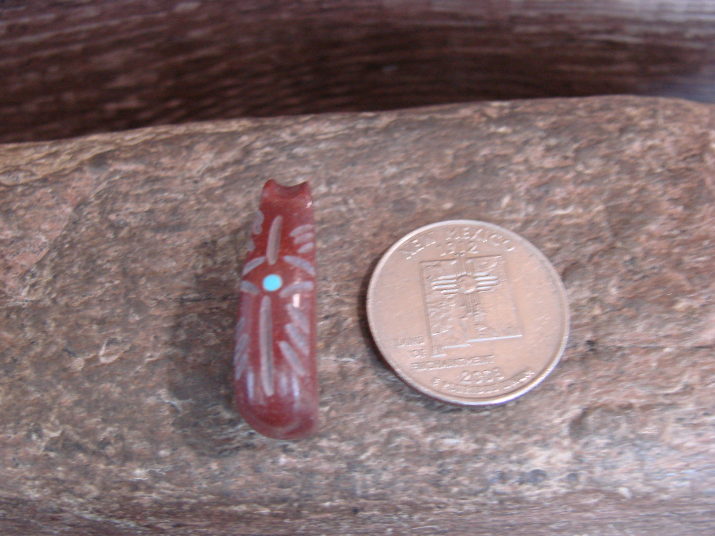 Native American Zuni Indian Hand Carved Pipestone Bear Fetish - B. Phillips