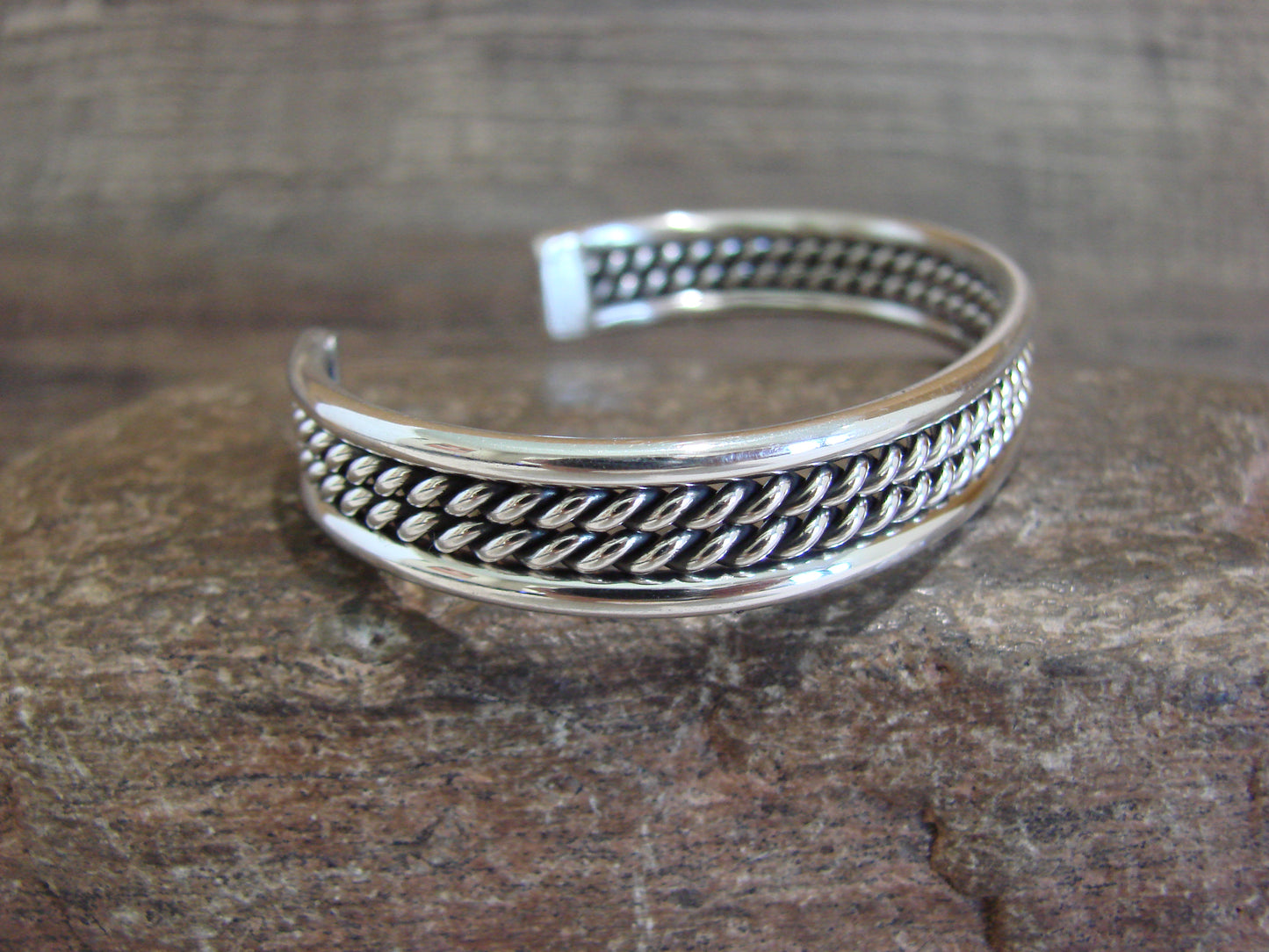 Native American Twisted Sterling Silver Bracelet Cuff by Tahe