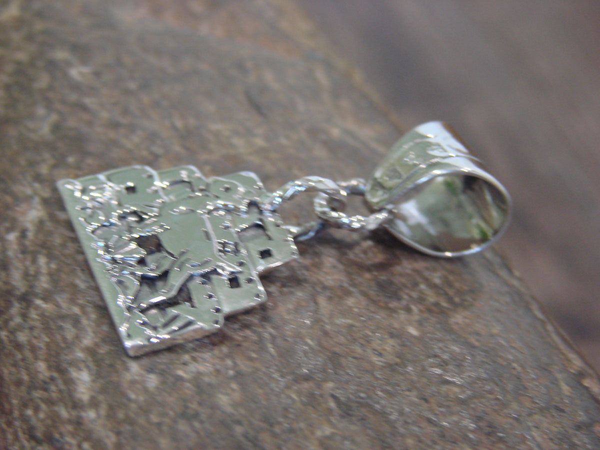 Native American Sterling Silver Deer Pendant by Wood
