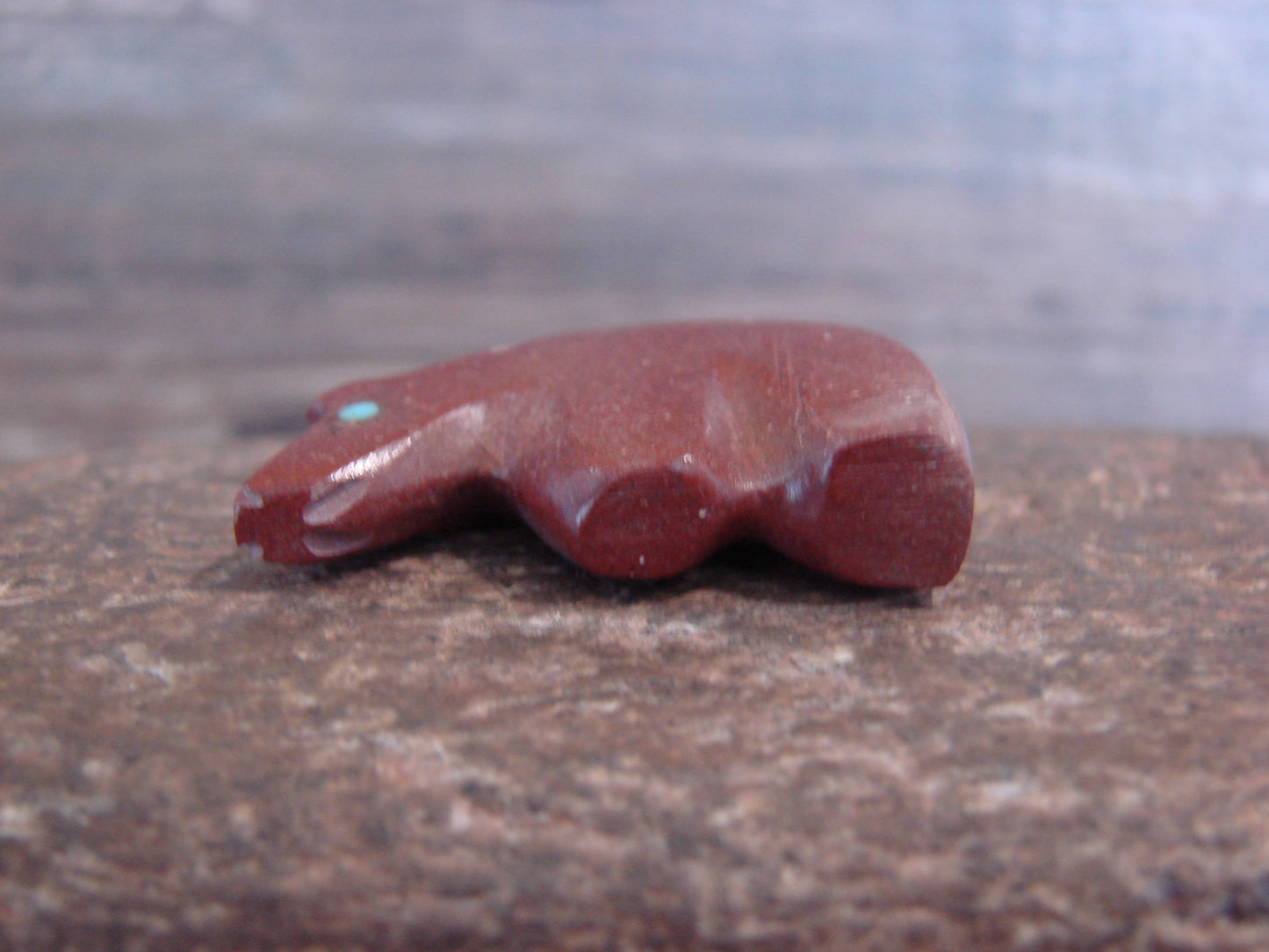 Native American Zuni Indian Hand Carved Pipestone Bear Fetish - B. Phillips