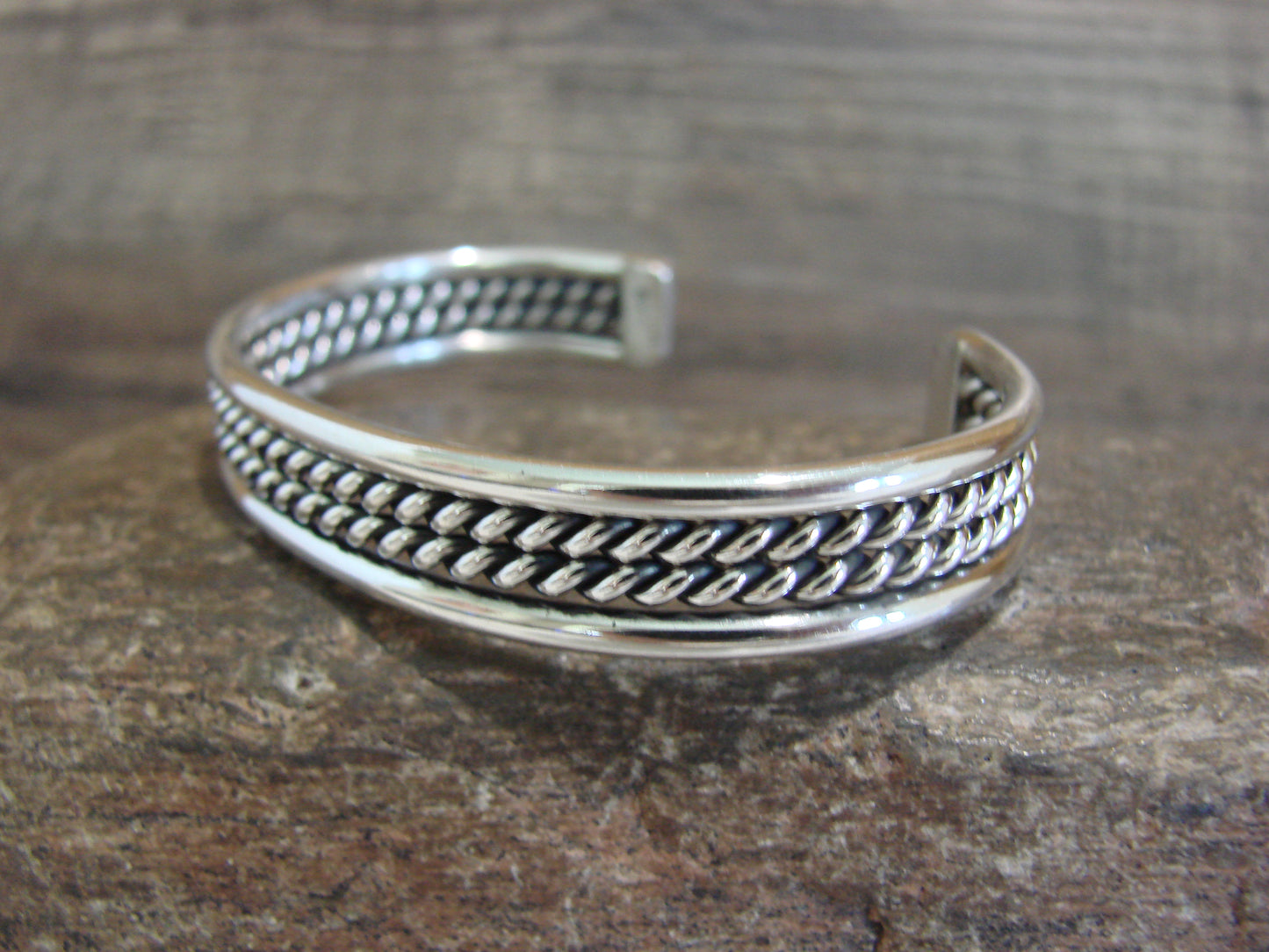 Native American Twisted Sterling Silver Bracelet Cuff by Tahe