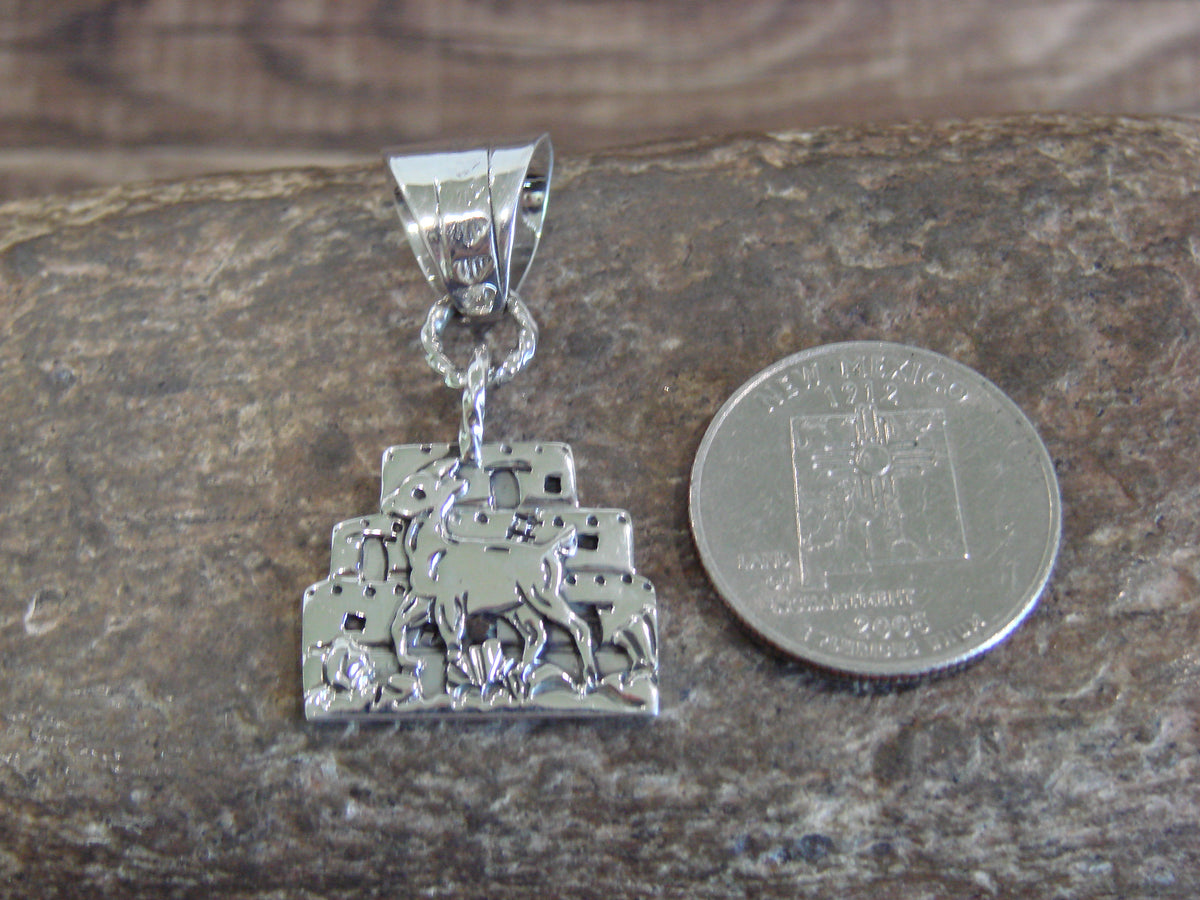 Native American Sterling Silver Deer Pendant by Wood