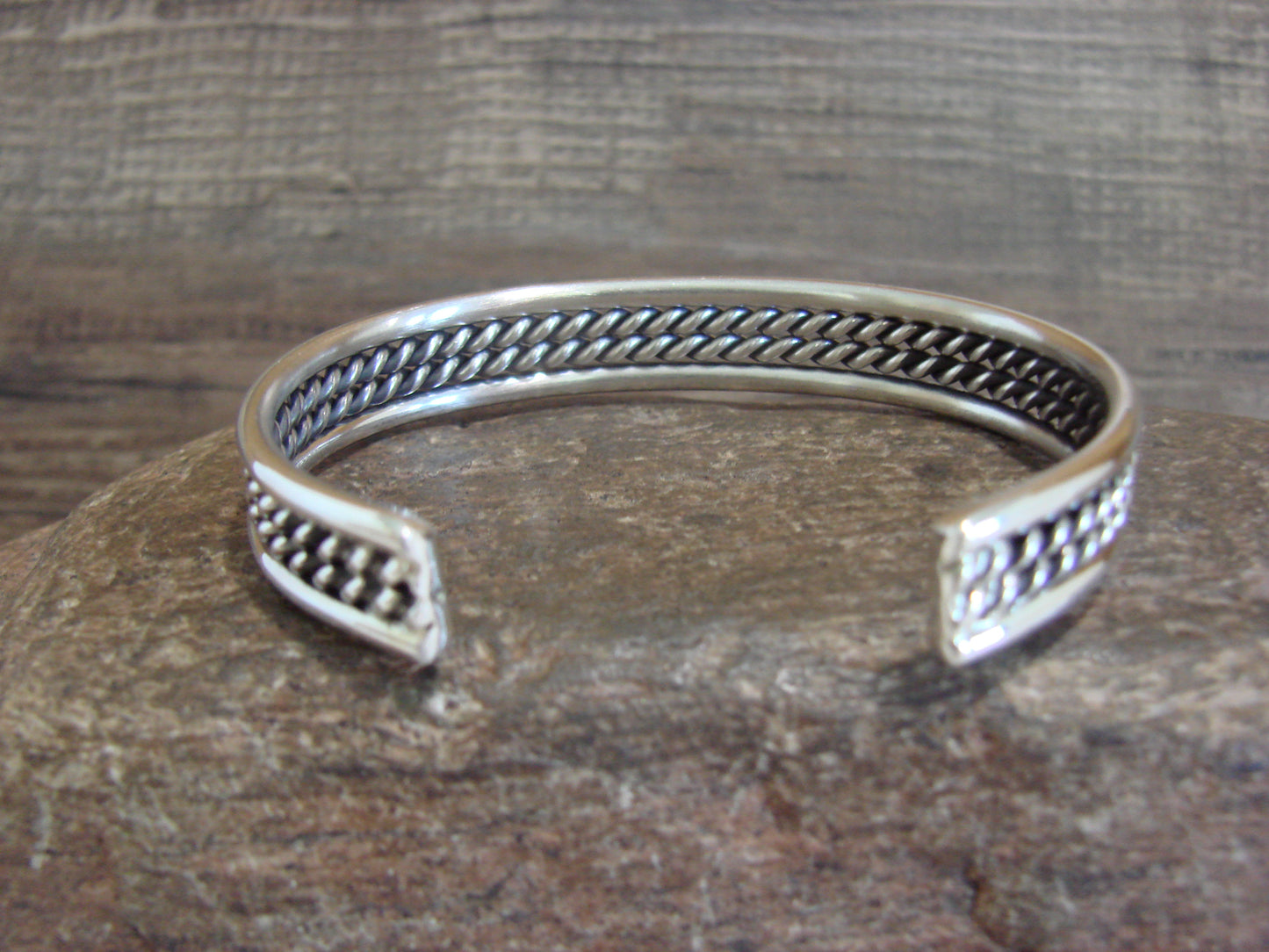 Native American Twisted Sterling Silver Bracelet Cuff by Tahe