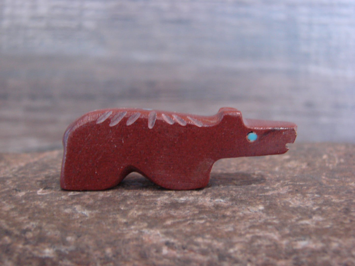 Native American Zuni Indian Hand Carved Pipestone Bear Fetish - B. Phillips