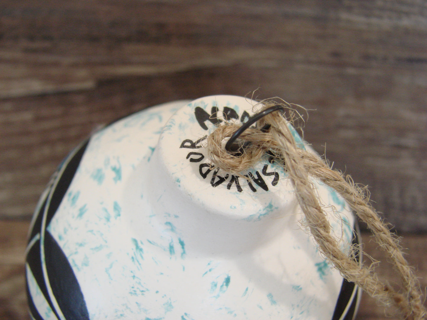 Native American Acoma Indian Hand Painted Fine Line Ornament by T. Sal