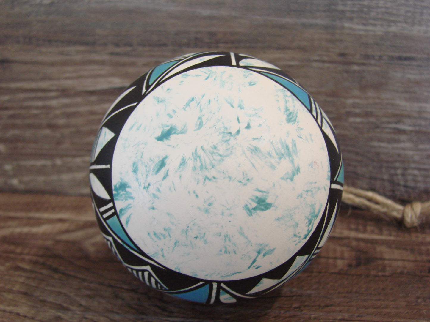 Native American Acoma Indian Hand Painted Fine Line Ornament by T. Sal