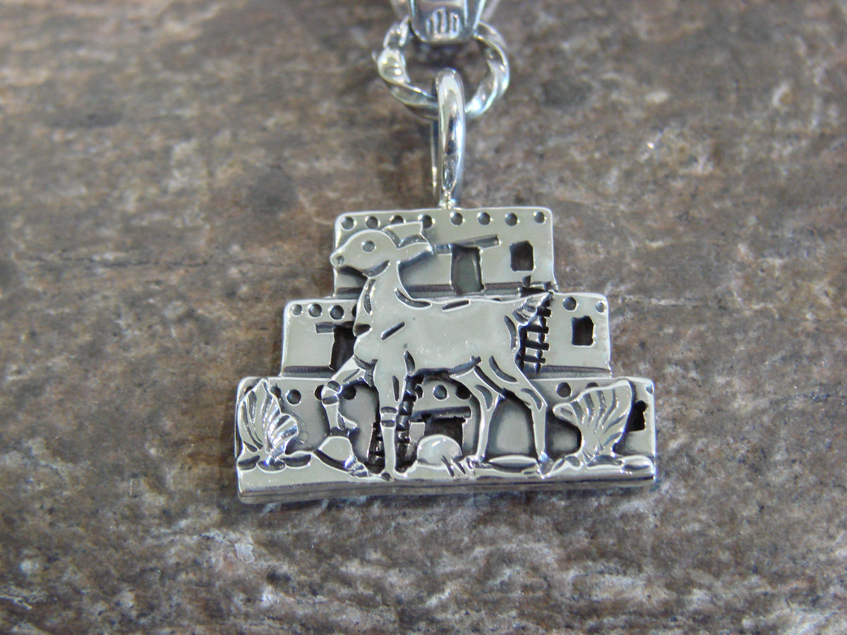 Native American Sterling Silver Deer Pendant by Wood