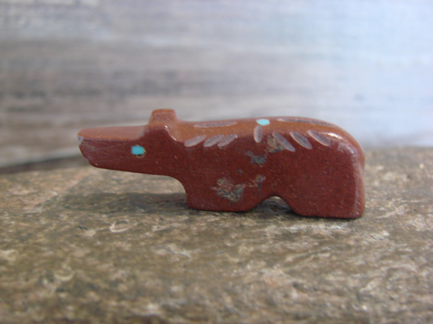 Native American Zuni Indian Hand Carved Pipestone Bear Fetish - B. Phillips
