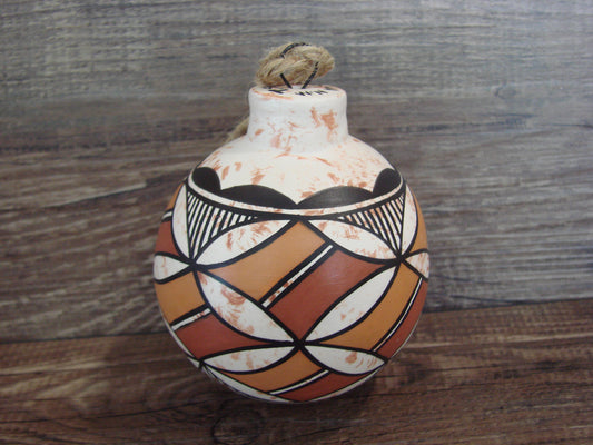 Native American Acoma Indian Hand Painted Fine Line Ornament by T. Sal