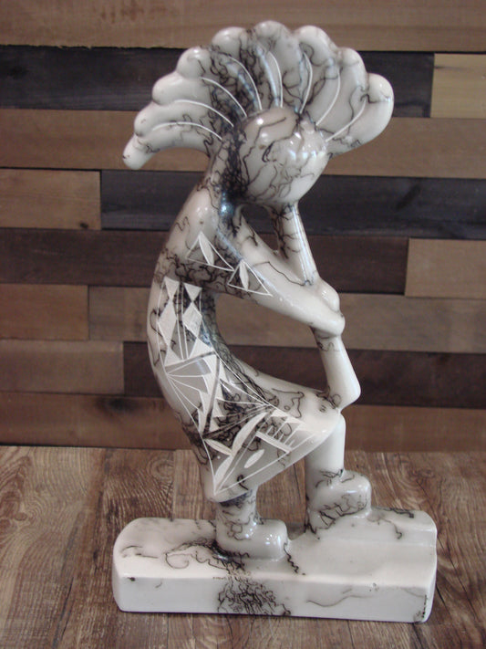 Native American Pottery Horse Hair Kokopelli Sculpture by Vail