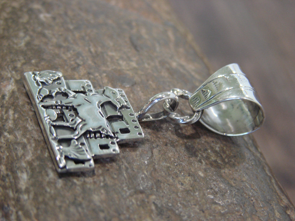 Native American Sterling Silver Deer Pendant by Wood