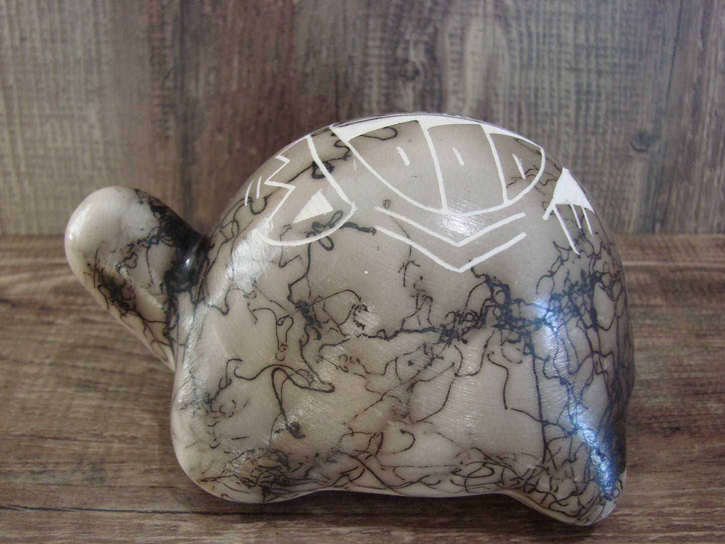 Native American Navajo Indian Pottery Horse Hair Turtle Sculpture by Vail