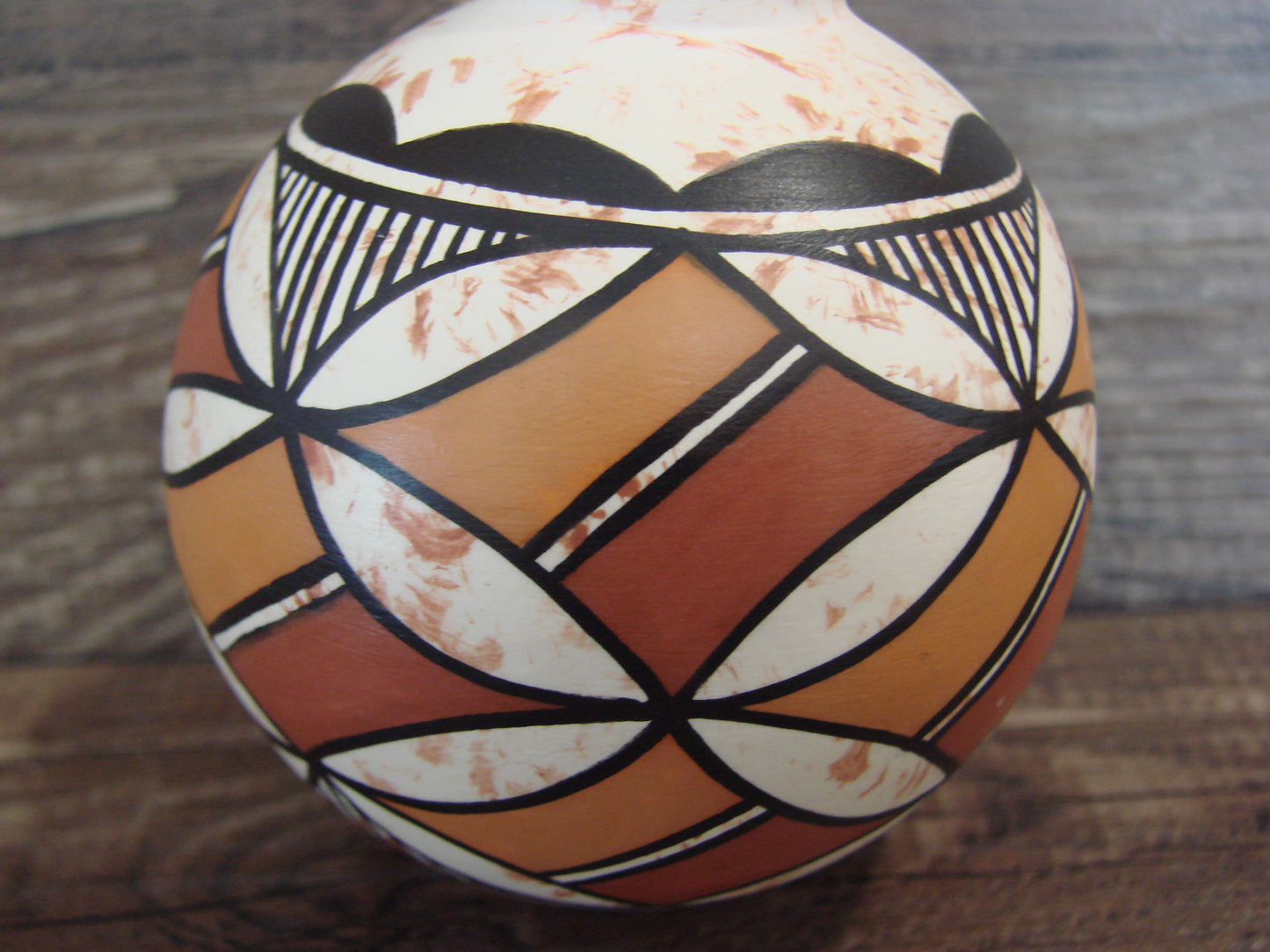 Native American Acoma Indian Hand Painted Fine Line Ornament by T. Sal
