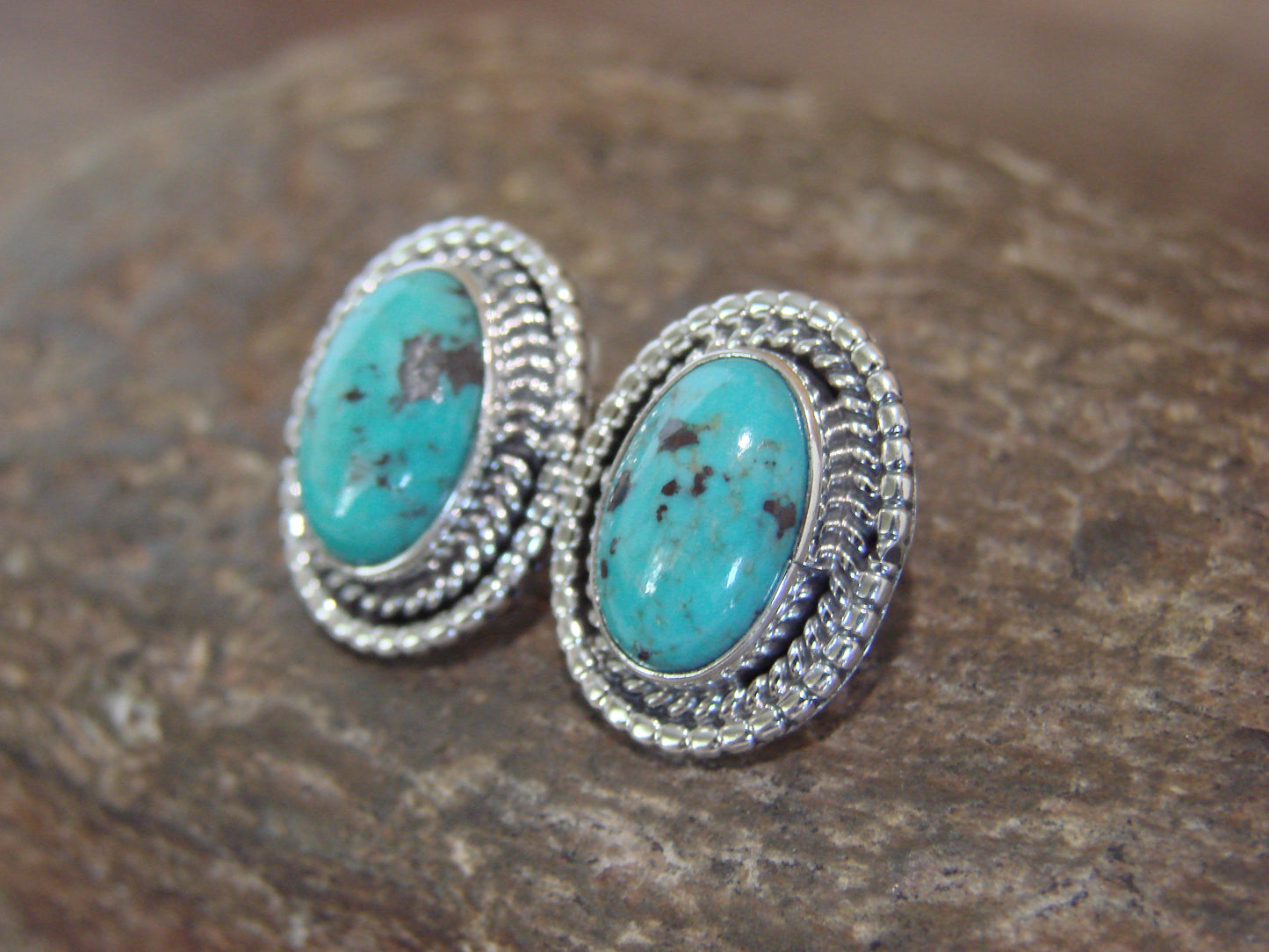 Native American Sterling Silver & Turquoise Post Earrings by Largo