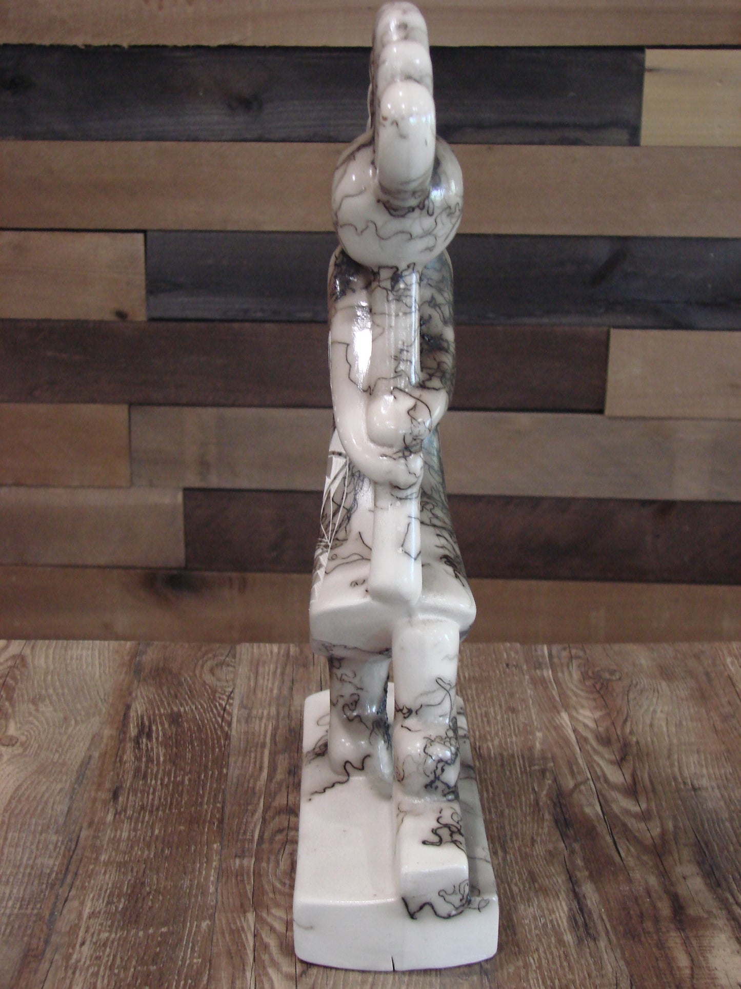Native American Pottery Horse Hair Kokopelli Sculpture by Vail