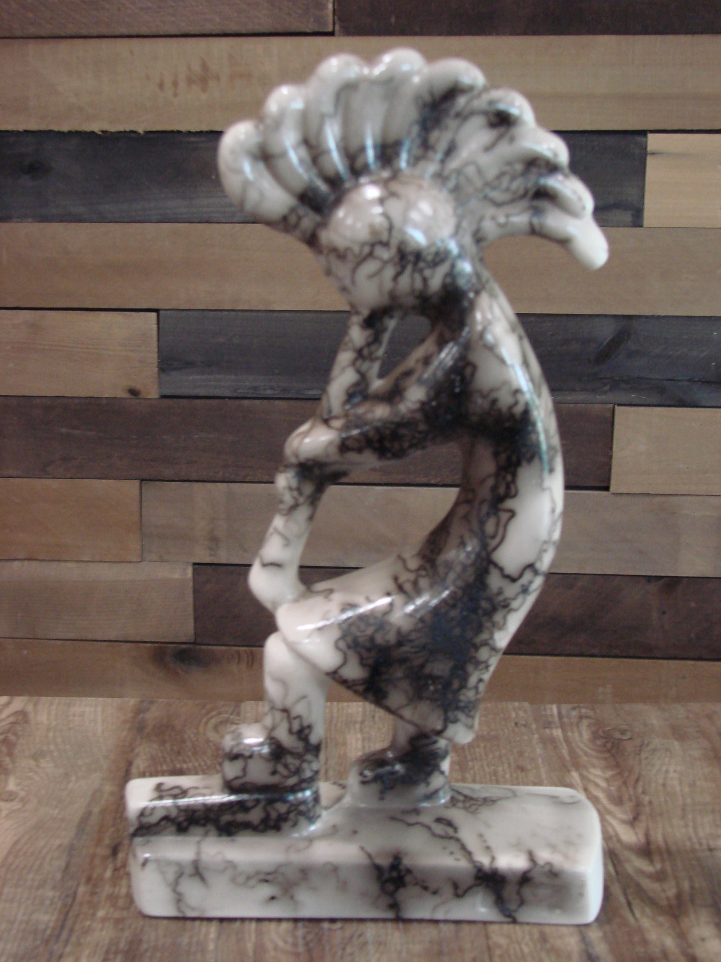 Native American Pottery Horse Hair Kokopelli Sculpture by Vail