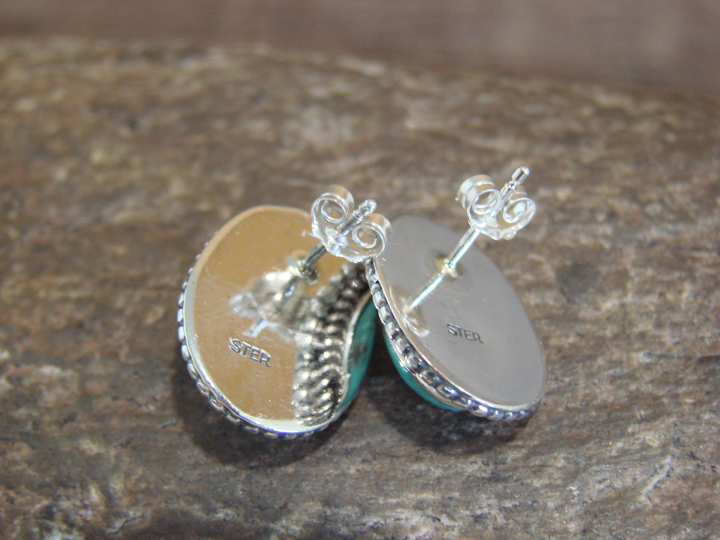 Native American Sterling Silver & Turquoise Post Earrings by Largo