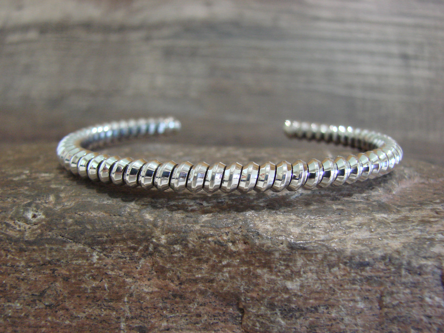 Native American Navajo Twisted Sterling Silver Bracelet by Tahe