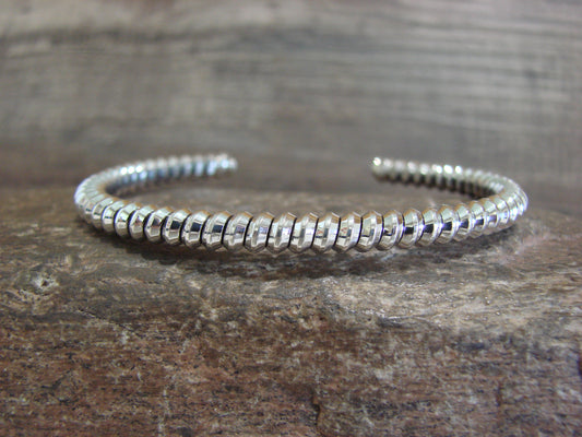 Native American Navajo Twisted Sterling Silver Bracelet by Tahe