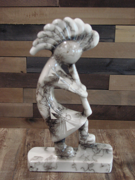 Native American Pottery Horse Hair Kokopelli Sculpture by Vail