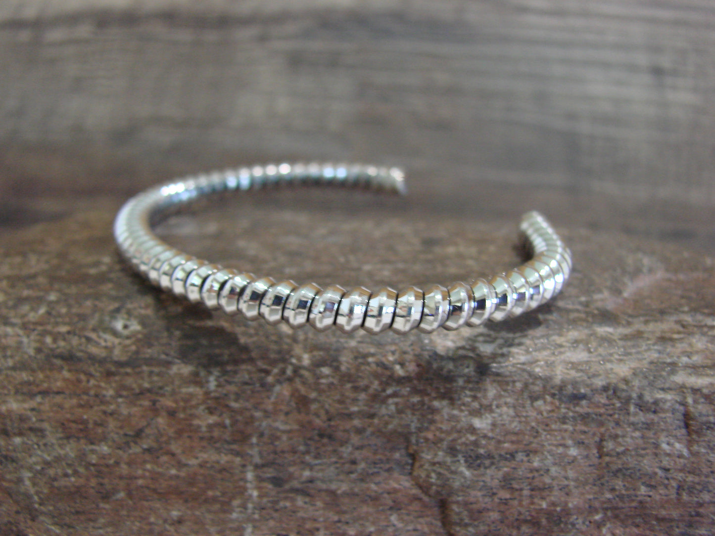 Native American Navajo Twisted Sterling Silver Bracelet by Tahe