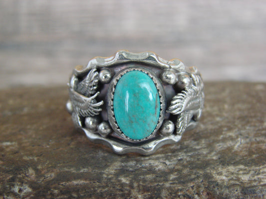 Native American Sterling Silver Turquoise Eagle Ring Size 13 - Morgan