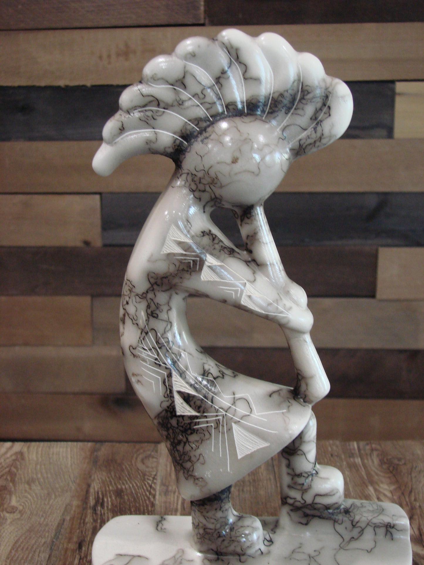 Native American Pottery Horse Hair Kokopelli Sculpture by Vail