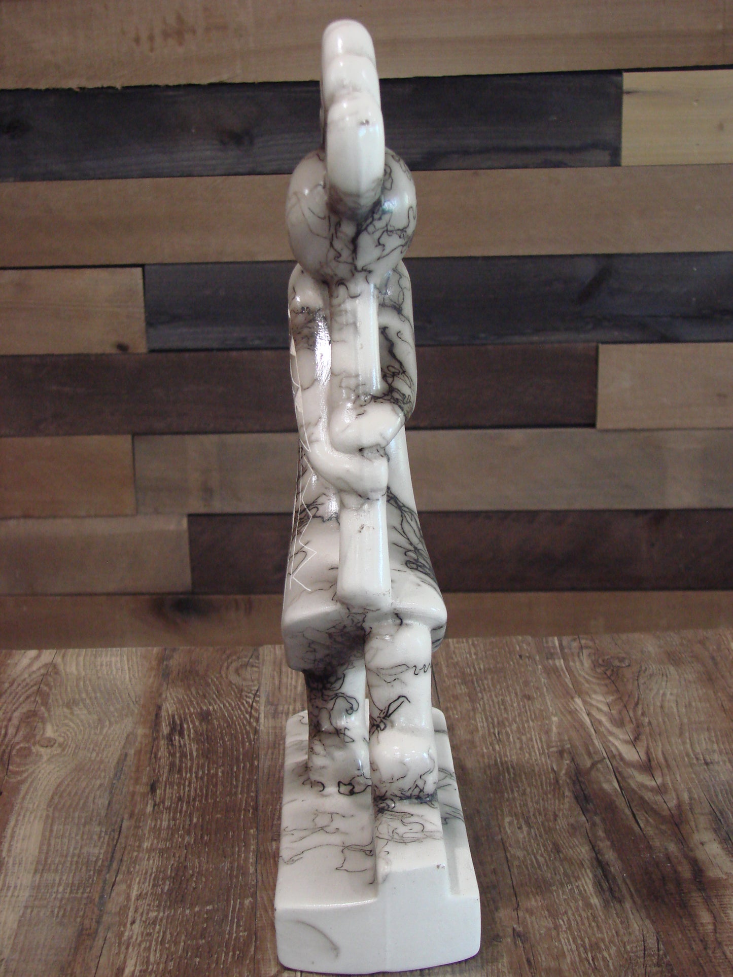 Native American Pottery Horse Hair Kokopelli Sculpture by Vail