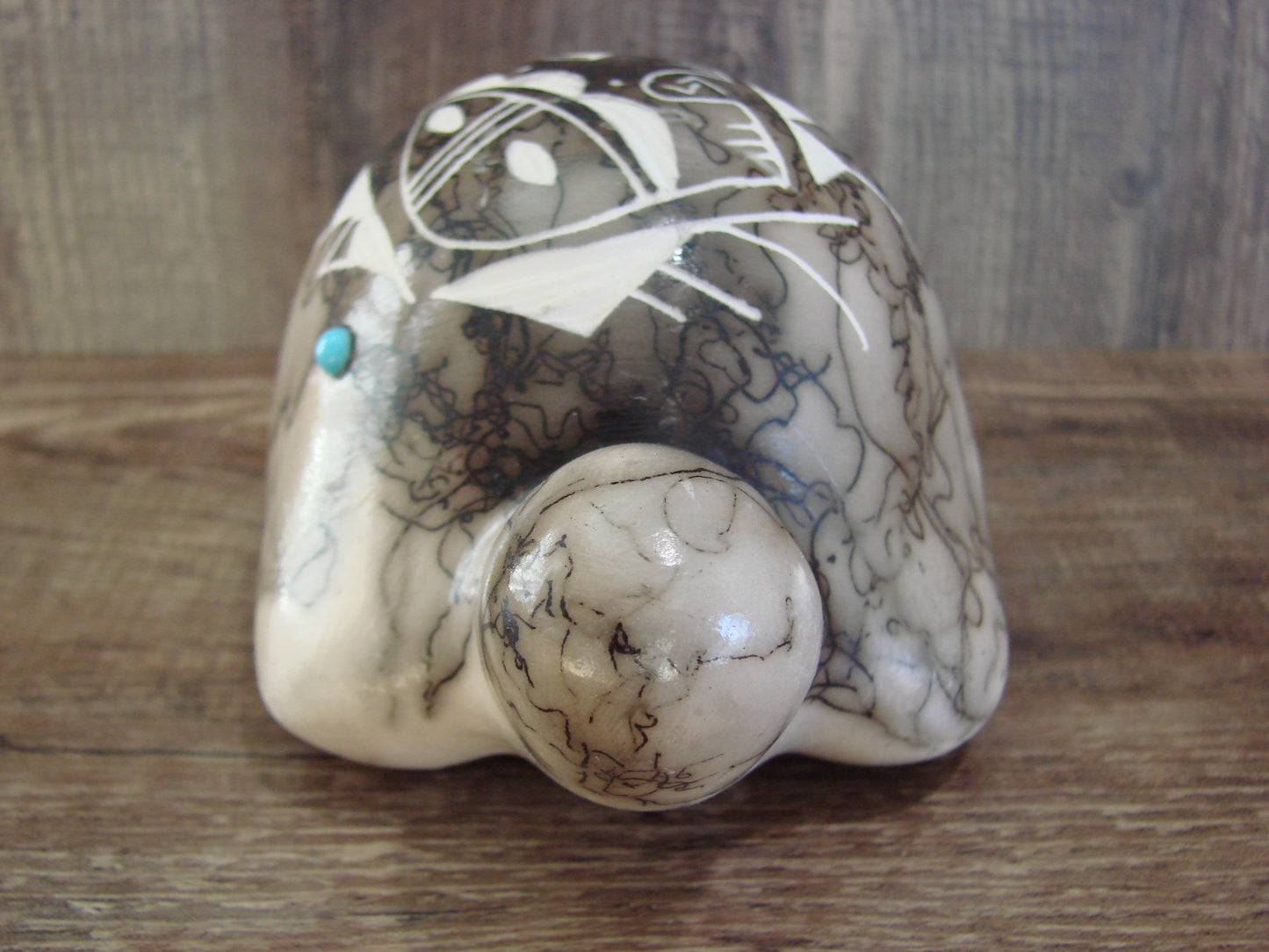 Native American Navajo Indian Pottery Horse Hair Turtle Sculpture by Vail