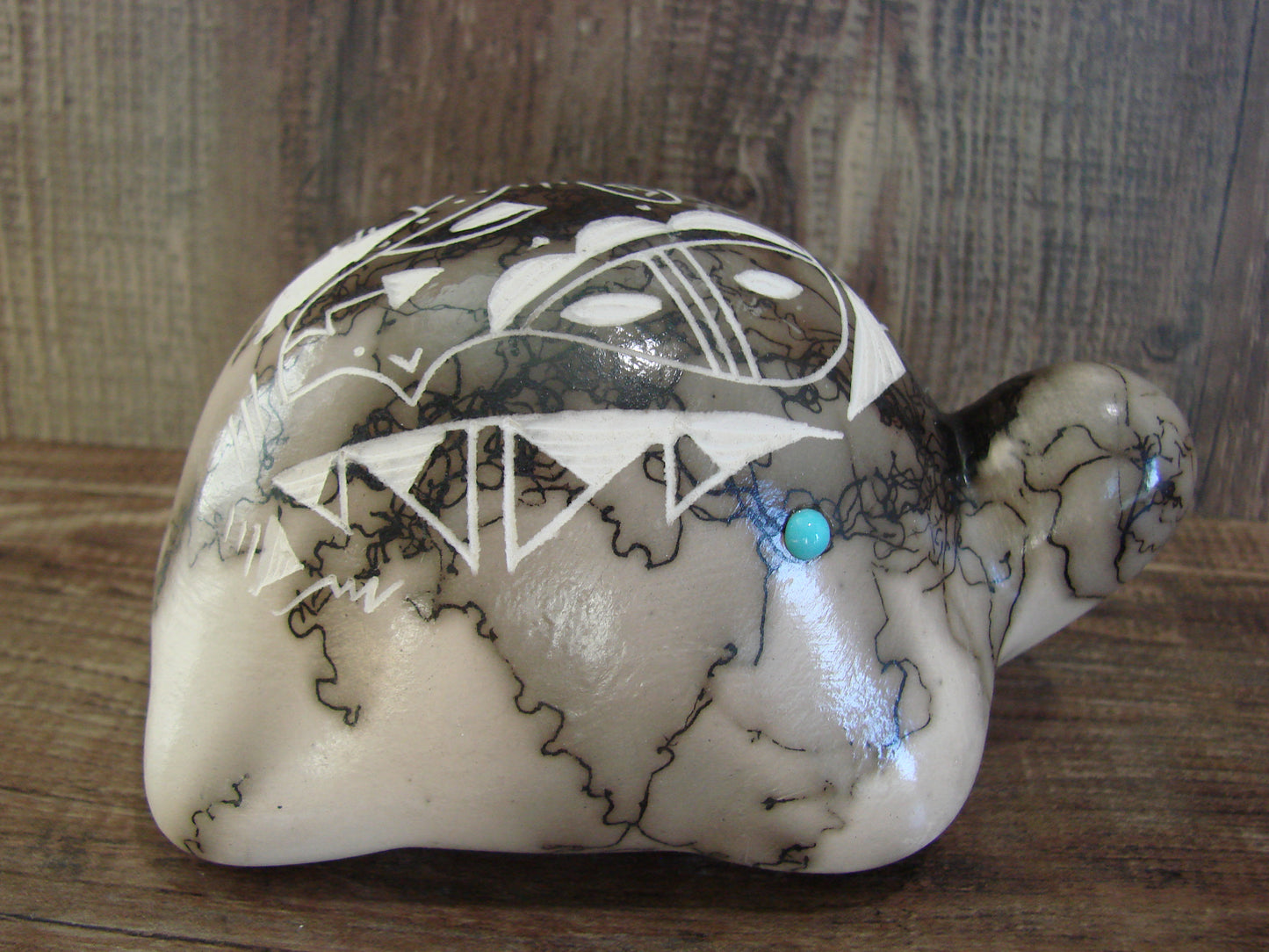 Native American Navajo Indian Pottery Horse Hair Turtle Sculpture by Vail