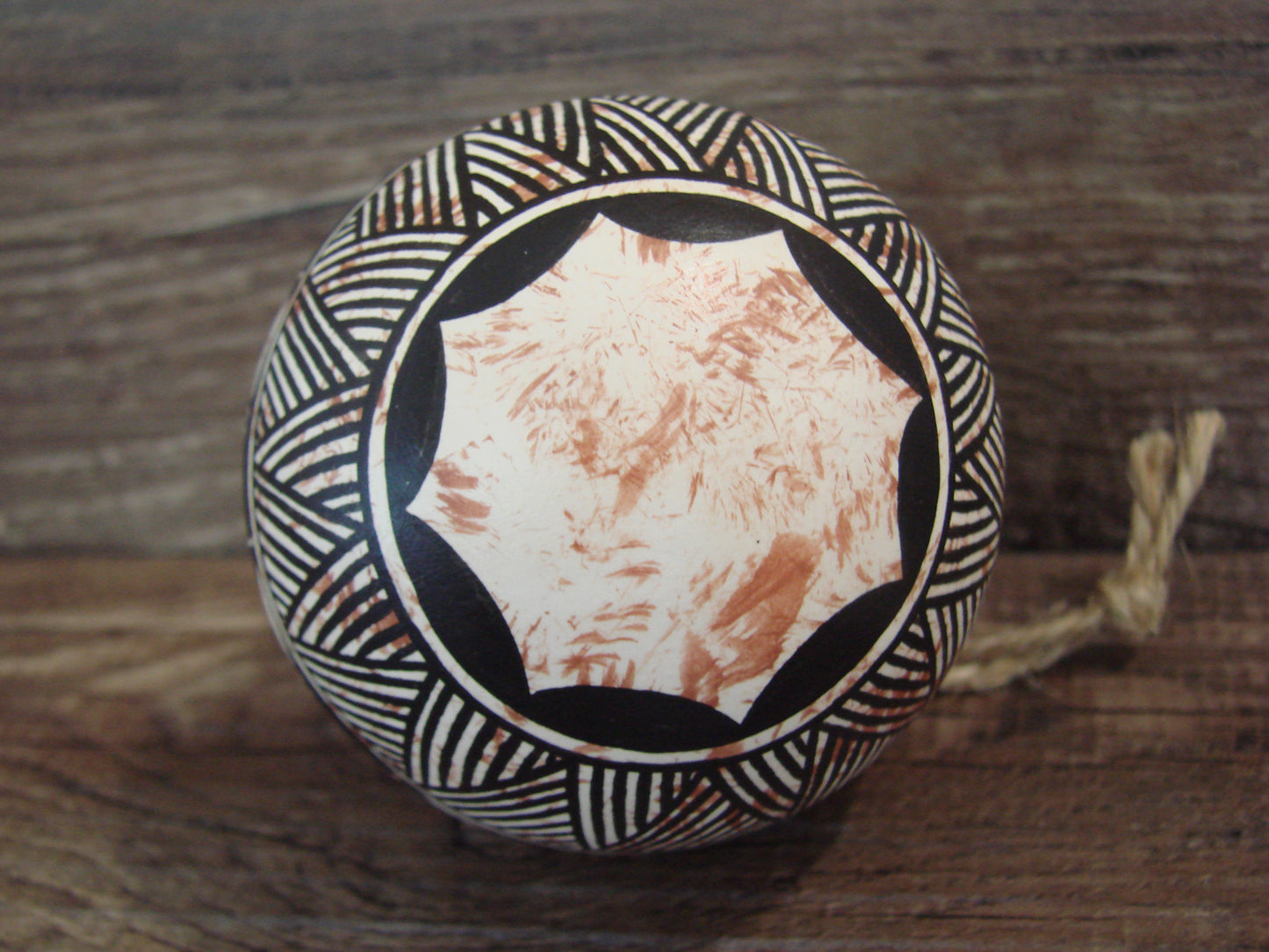 Native American Acoma Indian Hand Painted Fine Line Ornament by T. Sal