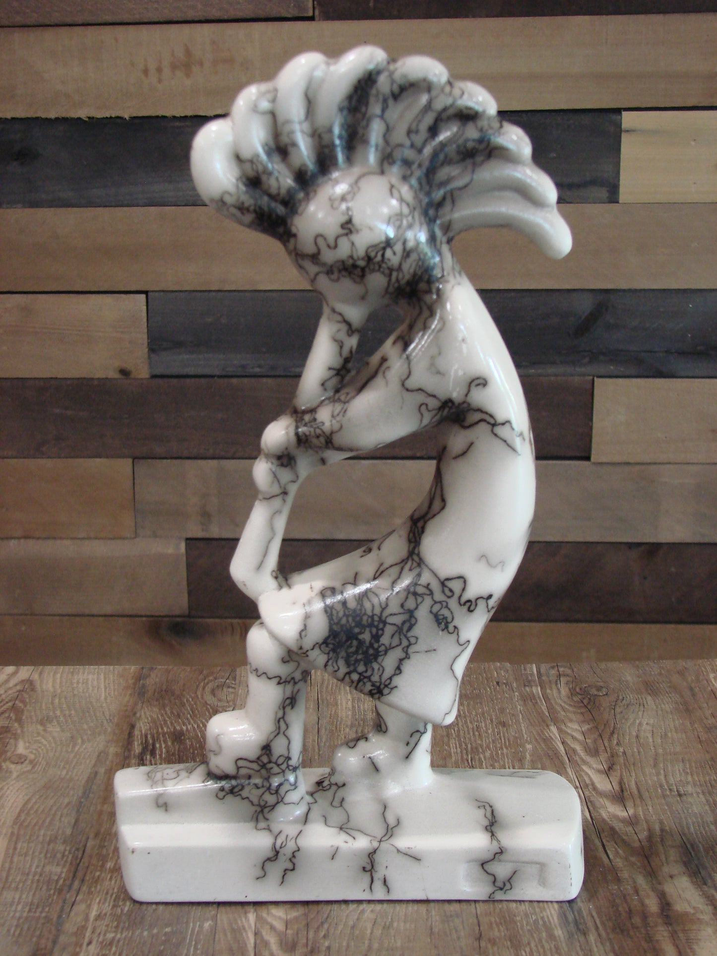 Native American Pottery Horse Hair Kokopelli Sculpture by Vail