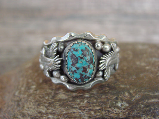 Native American Sterling Silver Turquoise Eagle Ring Size 13 - Morgan