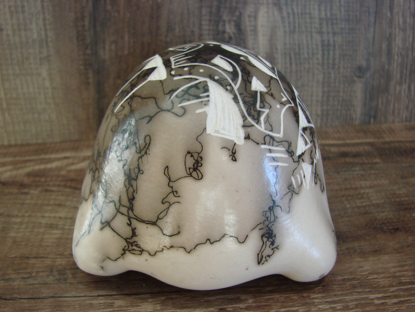 Native American Navajo Indian Pottery Horse Hair Turtle Sculpture by Vail