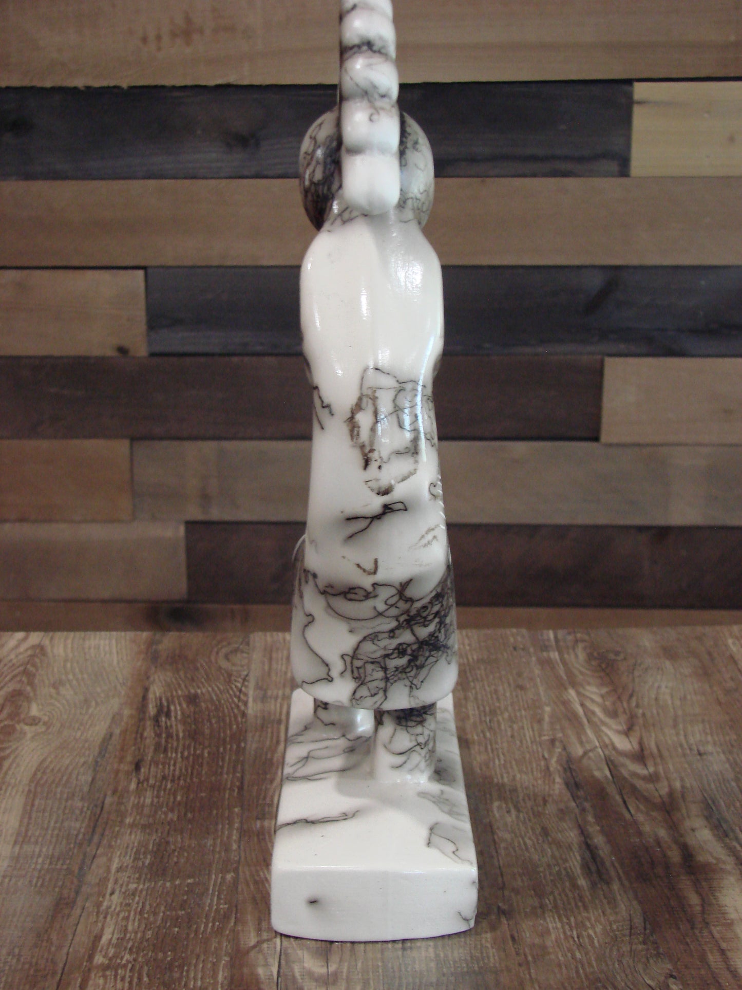 Native American Pottery Horse Hair Kokopelli Sculpture by Vail