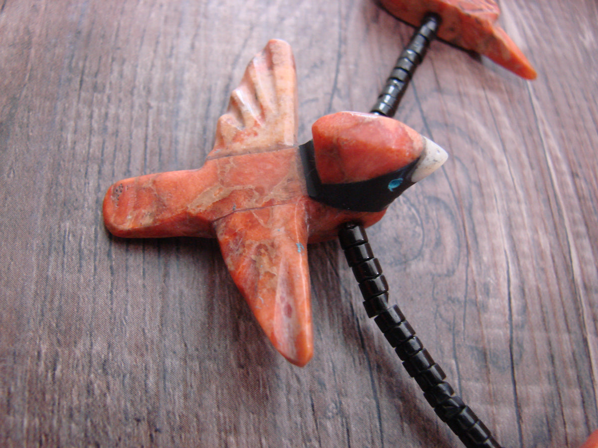 Hand Carved Apple Coral Cardinal Fetish Necklace - Matt Mitchell