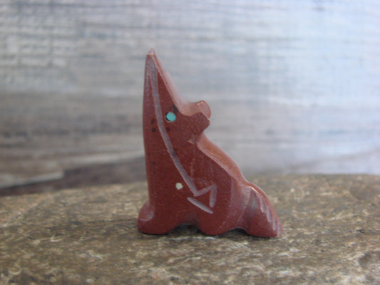 Native American Zuni Indian Hand Carved Pipestone Coyote Fetish - B. Phillips