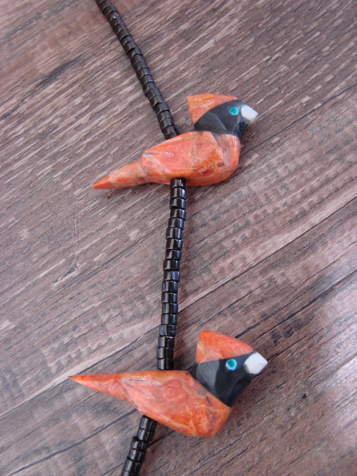 Hand Carved Apple Coral Cardinal Fetish Necklace - Matt Mitchell