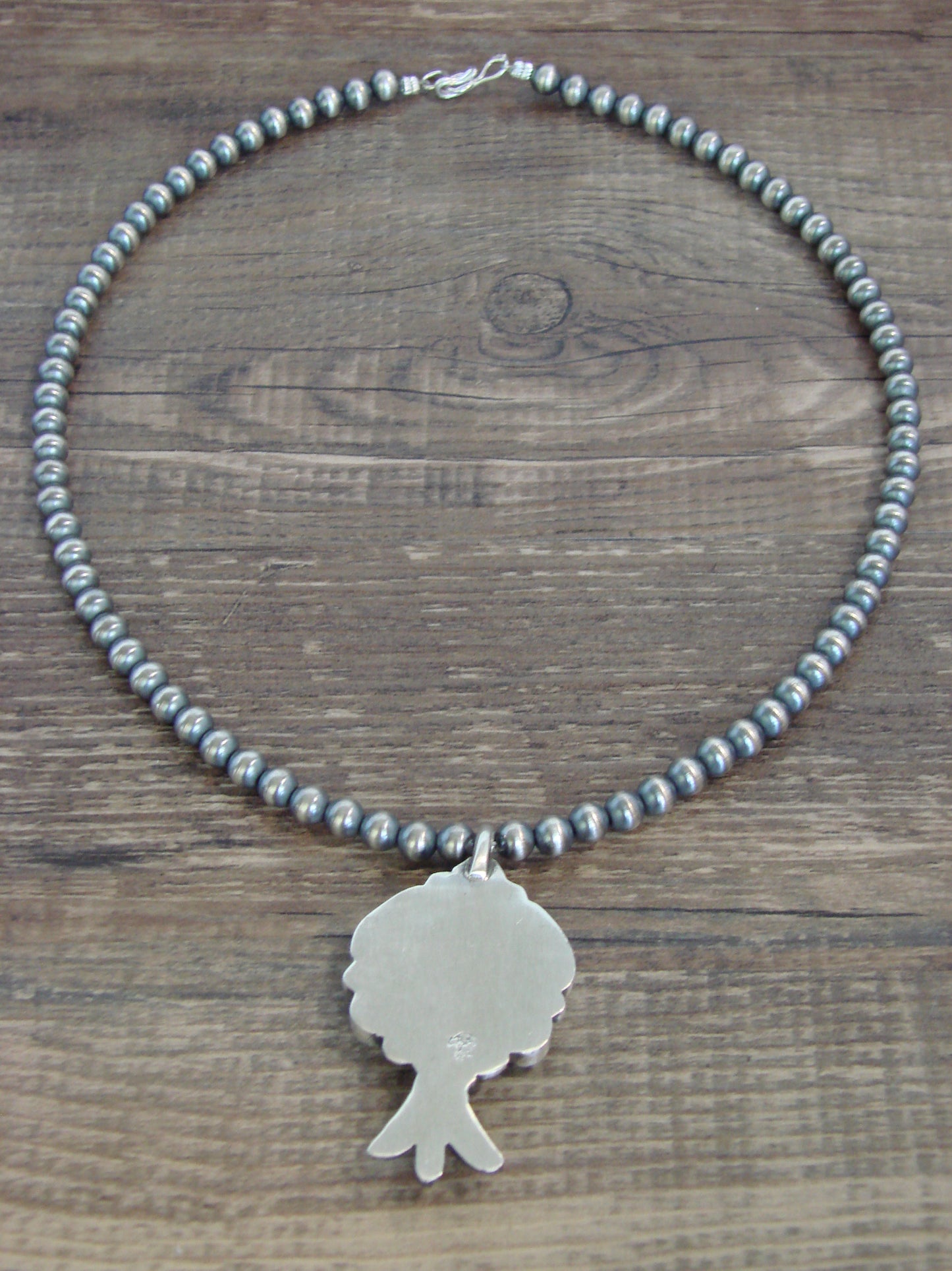 Native American 16" Sterling Silver Cluster Turquoise & Navajo Pearl Necklace by Platero