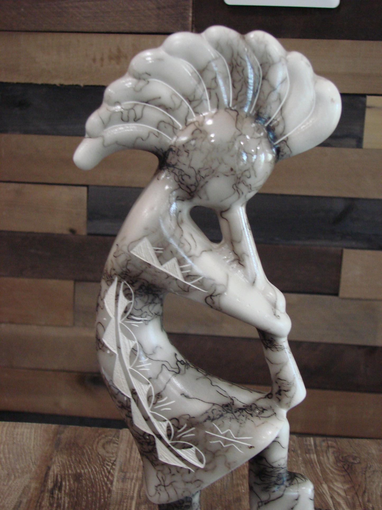Native American Pottery Horse Hair Kokopelli Sculpture by Vail