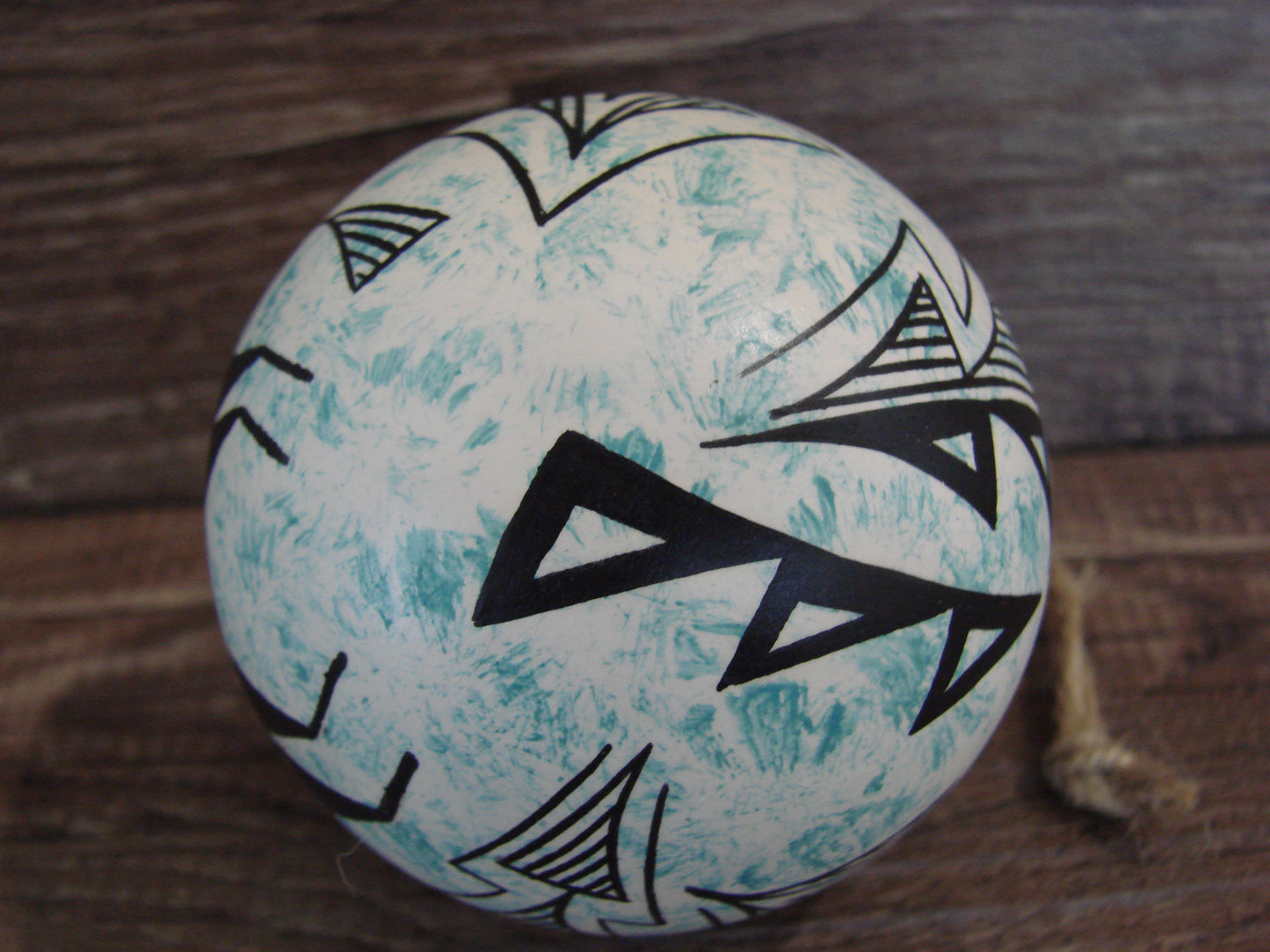 Native American Acoma Indian Hand Painted Fine Line Ornament by T. Sal